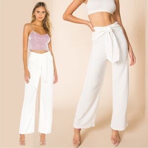 SUPERDOWN White Jordayn Tie Waist Pants